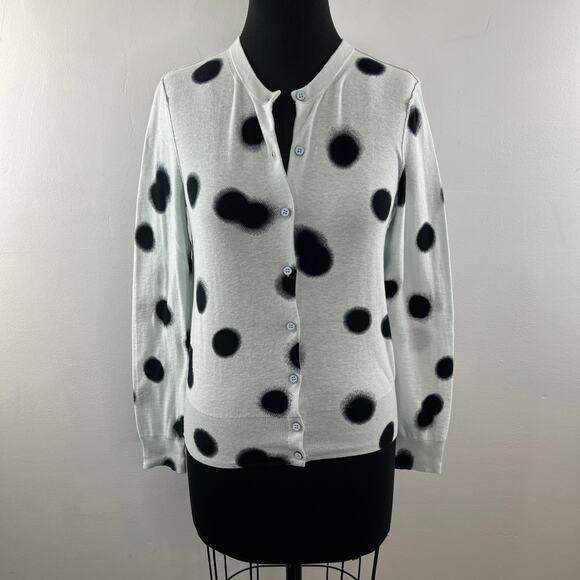 Marc By Marc Jacobs Black White Top Cotton Polka Dots Button-Up Cardigan Small S - Picture 1 of 10